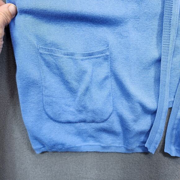 J Jill Womens Cardigan 4X Cornflower Blue Open Front Long Line Pockets $89 NEW - Picture 10 of 16